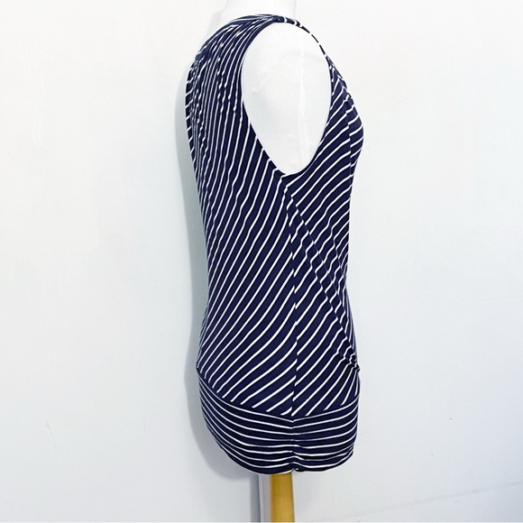 EXPRESS draped neck bold diagonal stripe band bottom sleeveless tunic top S - Picture 4 of 8